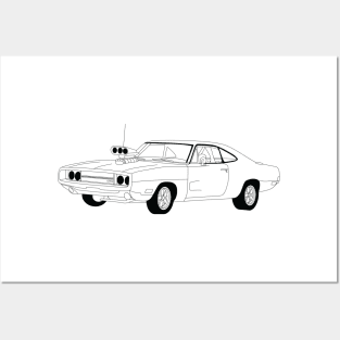 FF Dodge Charger Black Outline Posters and Art